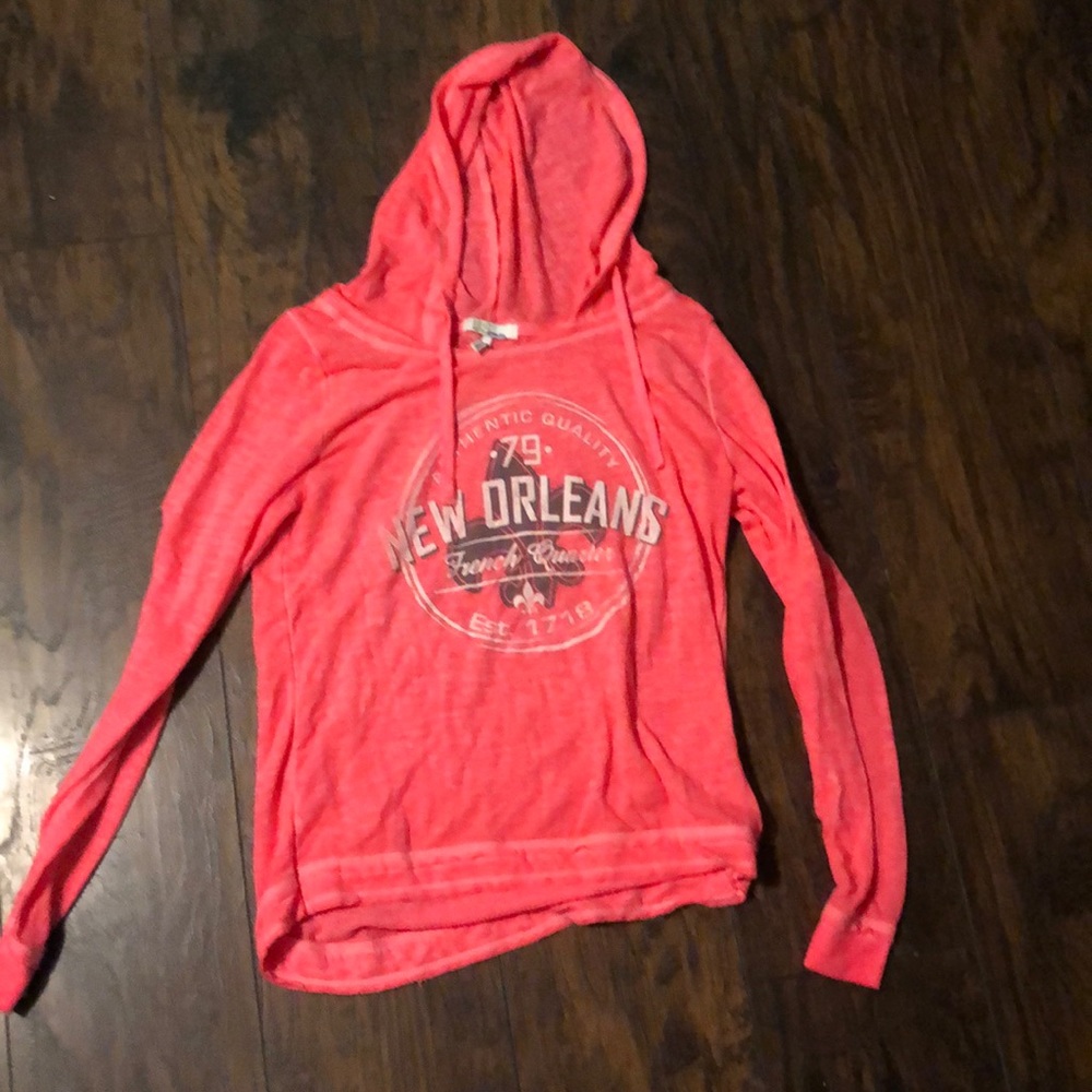 Bright pinch New Orleans long sleeve hooded shirt